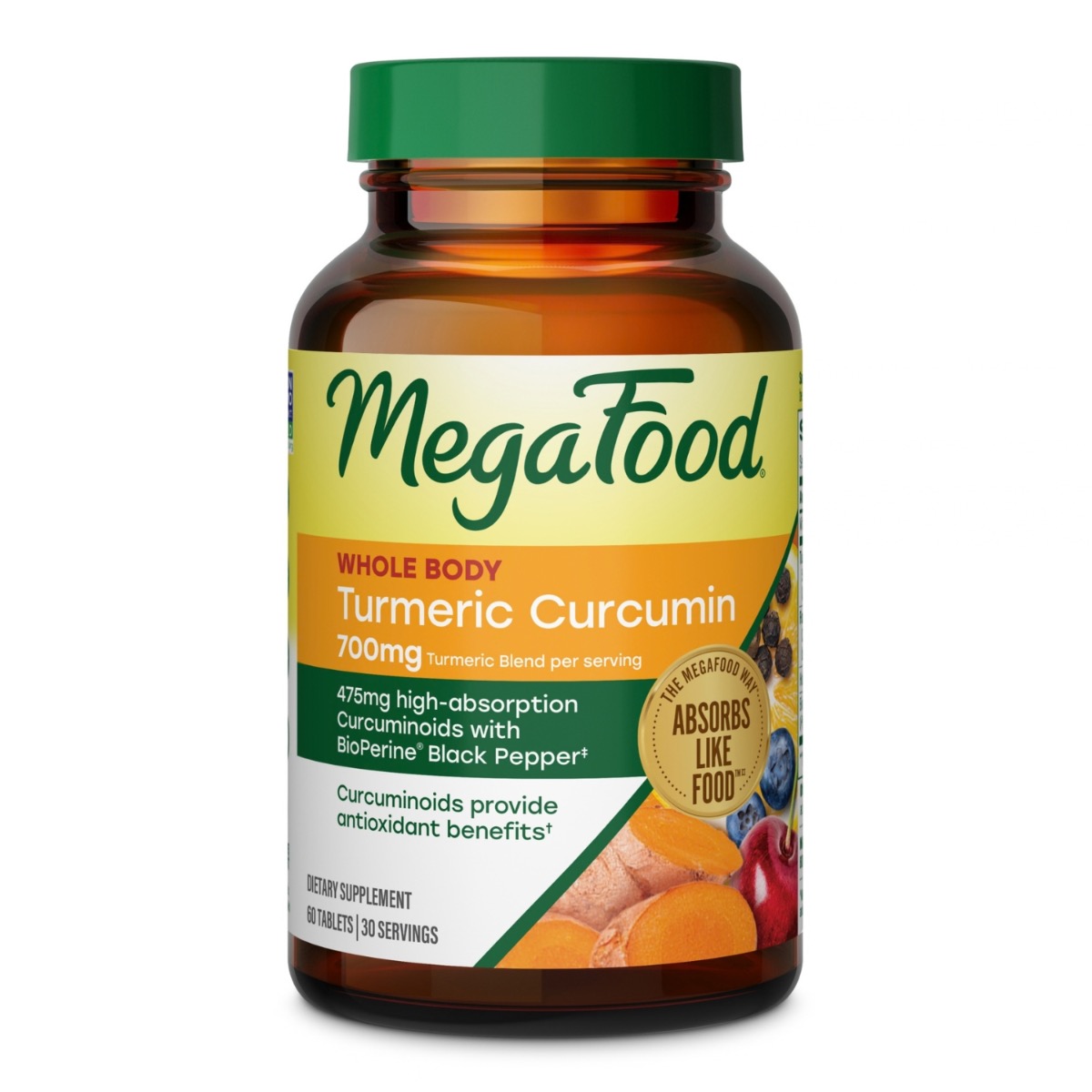 MegaFood Turmeric Strength for Whole Body, 60 tabletter