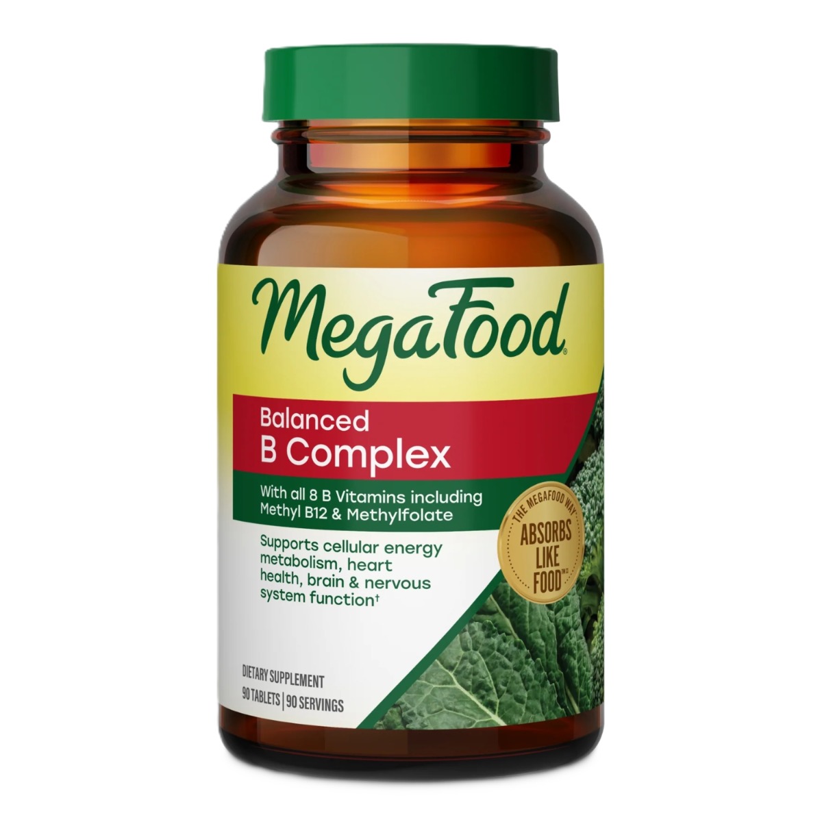 MegaFood Balanced B Complex, 90 tabletter med B-vitaminer