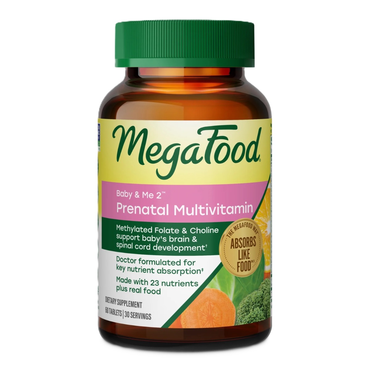 MegaFood Baby & Me 2 Prenatal Multi, 60 tabletter