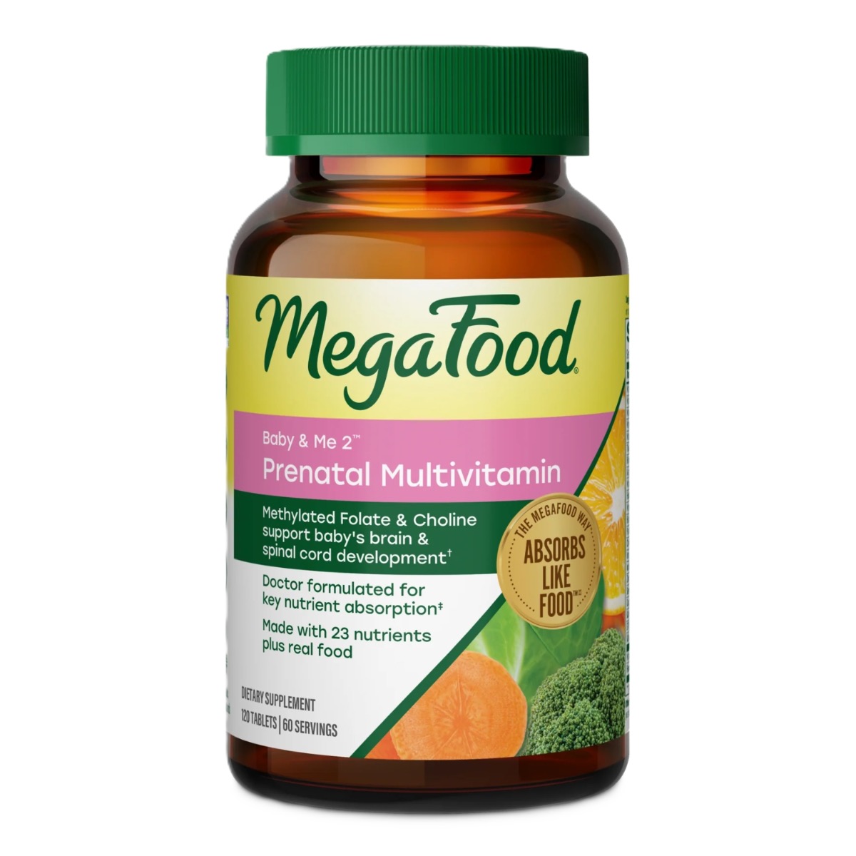 MegaFood Baby & Me 2 Prenatal Multi, 120 tabletter