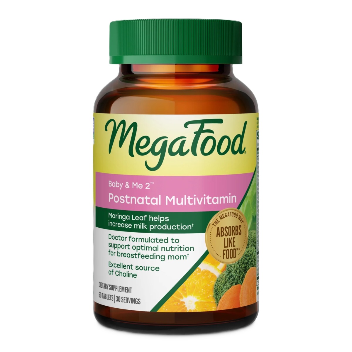 MegaFood Baby & Me 2 postnatal multivitamin, 60 tabletter