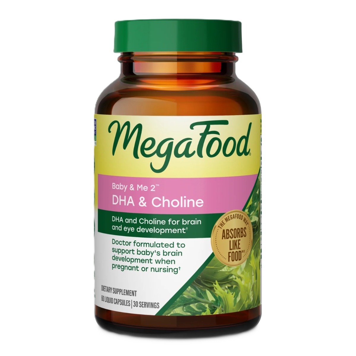 MegaFood Baby & Me 2 prenatal DHA og cholin, 60 kapsler