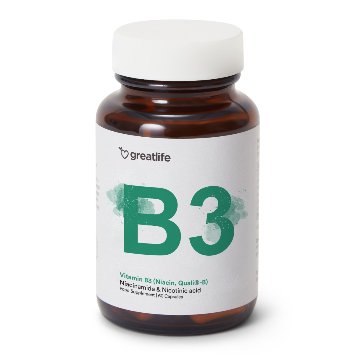 Greatlife Vitamin B3 (Niacin, Quali®-B) 60 kapsler